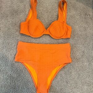 Solid & Striped Orange Bikini Set